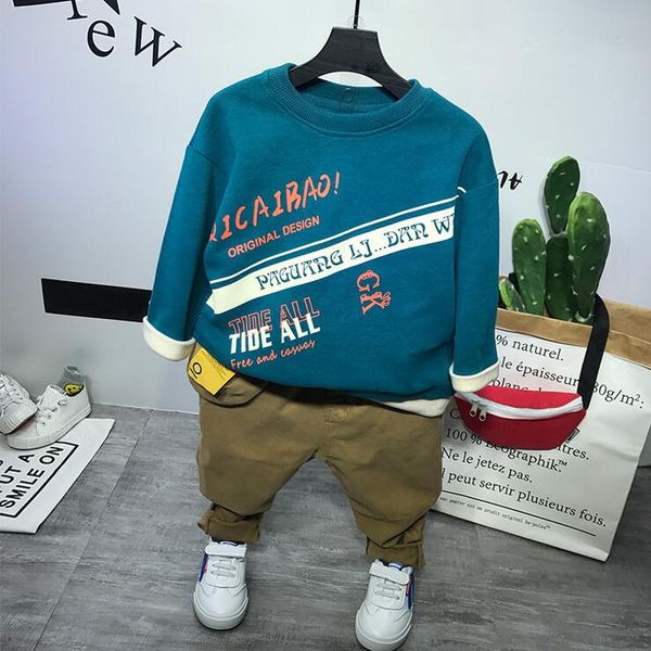 

children boys clothes spring autumn kids boys t-shirts + pants outfits set 2pcs suit baby boy clothes set 2-6year, White