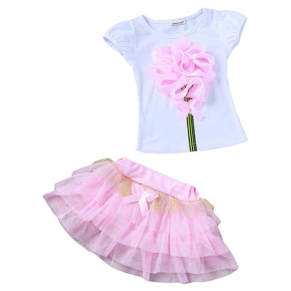 

keaiyouhuo девочки одежда 2020 детей лета одежда для младенцев одежда комплекты спортивный костюм костюм футболка + юбка 2pcs костюмы нижнее, White