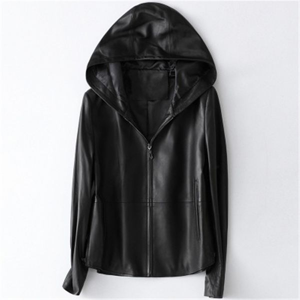 

2020 women spring genuine real sheep leather jacket h65, Black