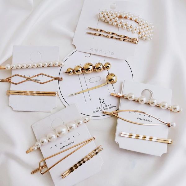 

zhouyang hairpin sets for women bohemia retro imitation pearl shell metal hairpin set fashion jewelry kaf193 amazing price, Golden;silver