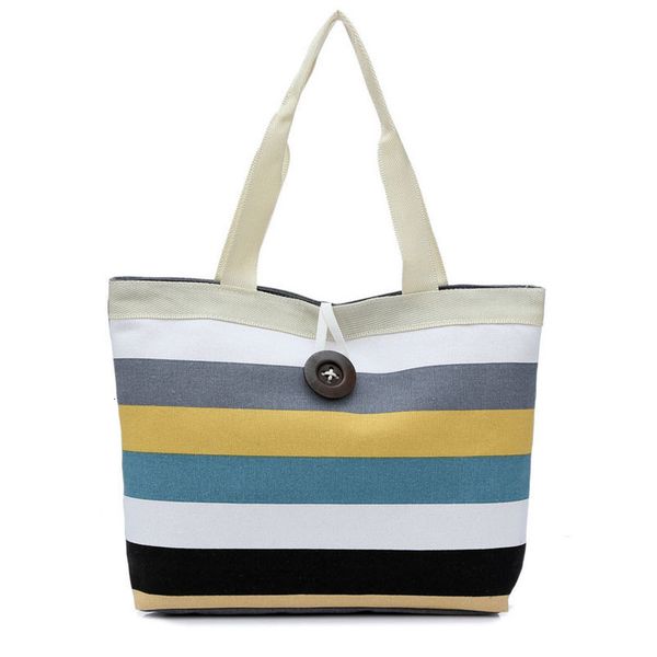 

2020 fashion canvas stripe women zipper handbag strap coffee shopping bag shoulder bag lady bags tote handbag