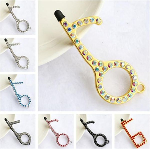 

phone touch non-contact door opener key chain alloy pendant opener press door touch screen keychain elevator tool da685