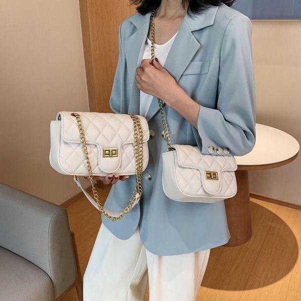 

fashion lattice soft quality pu leather flap bags for women chain shoulder crossbody handbags lady travel small cross body bag