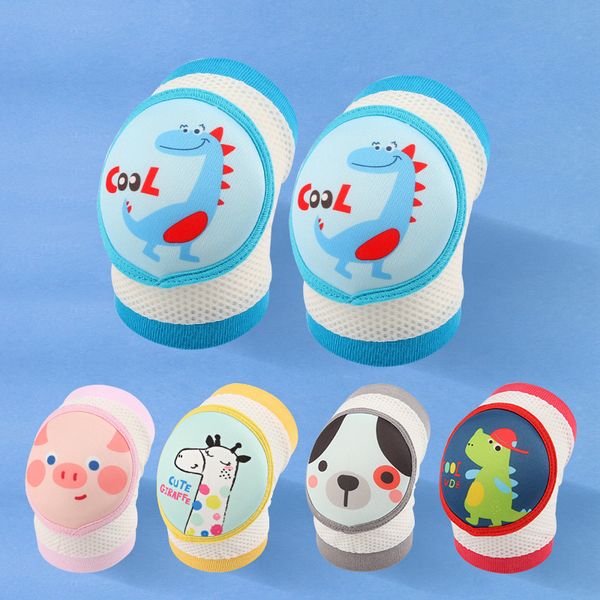 

cute cartoon kneepads for kids non slip crawling elbow mesh breathable leg protector for infant boys girls, Pink;yellow