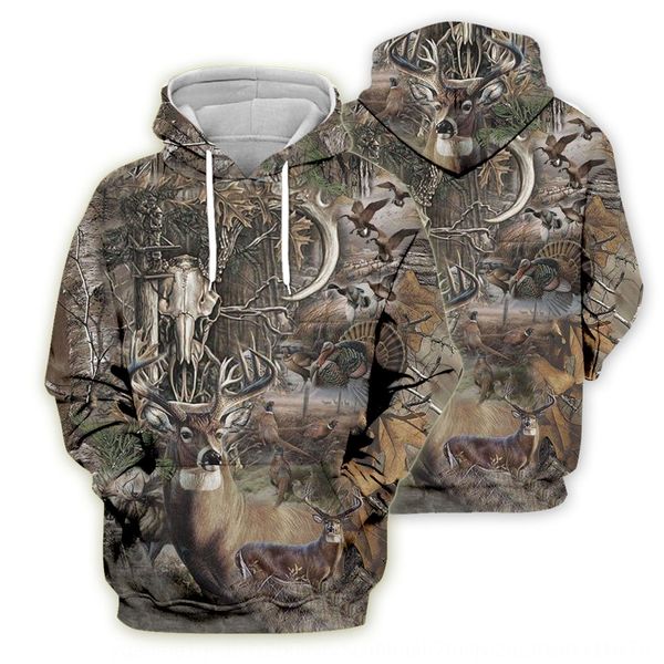 

jungle camouflage hunter pullover hooded hoodie 3d digital printing pullover hoodie, Black