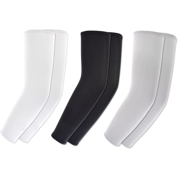 

3 pair arm sleeves ice sun uv cooling arm sleeve for hiking golf cycle drive outside activities, Black;gray