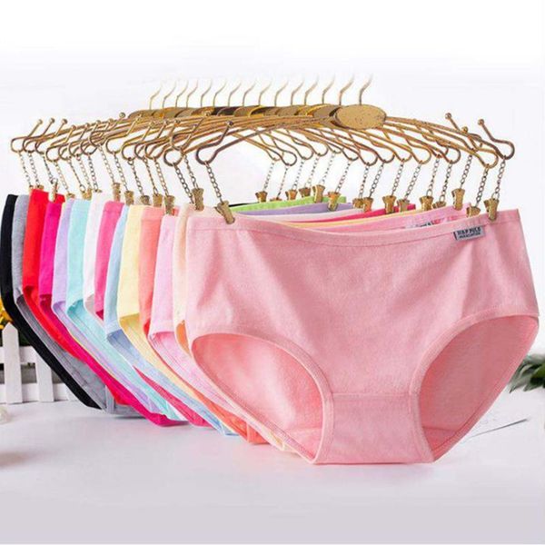 

new women's pure cotton underwear seamless briefs solid low-waist soft lingerie student girls panties, Black;pink