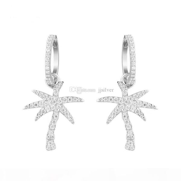 

925 sterling silver fashion simple women coconut palm tree dangle earring drop earrings summer holiday hawaii earring jewelry english lock