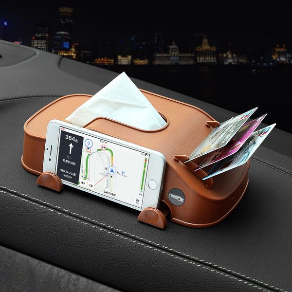 

wholesale] 10pcs multifunctional car model tissue boxes mobile phone holder card inserter napkin paper box auto center console