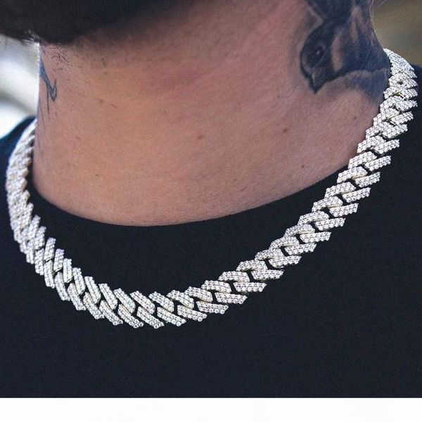 

iced out 15mm miami cuban link chain 8"16"18"20"24" custom necklace bracelet rhinestone bling hip hop for men jewel, Silver