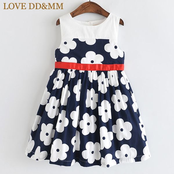 

love dd&mm girls dresses 2020 summer new kid's wear girls sweet full stitching flower round neck sleeveless comfortable dress, Red;yellow