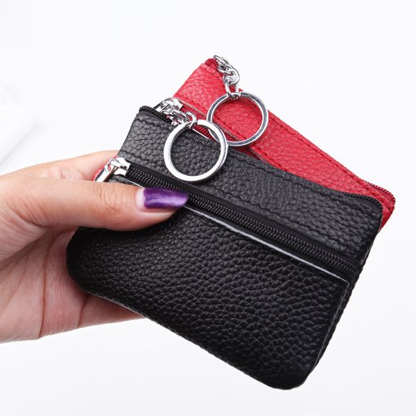 

the first layer of cowhide change female leather ladies wallet short mini korean version cute key case coin case, Red;blue
