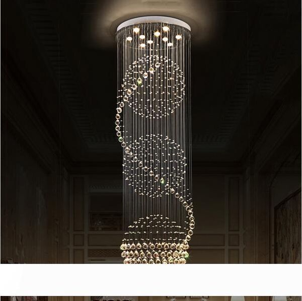 

led k9 crystal chandeliers lights stairs hanging light lamp indoor lighting decoration with d70cm h200cm chandelier light fixtures