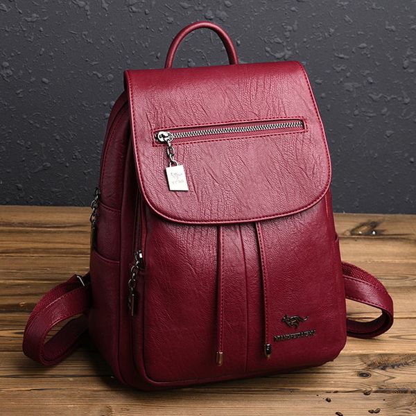 

2020 women leather backpacks female shoulder bag sac a dos ladies bagpack vintage school bags for girls travel back pack mochila