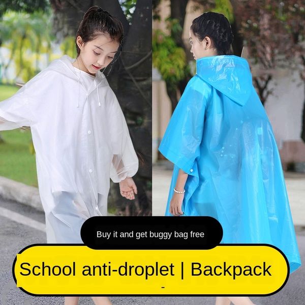 

i2hk5 disposable children's raincoat transparent primary school protection bag protection boys' protective thickened waterproof sc, Red;brown