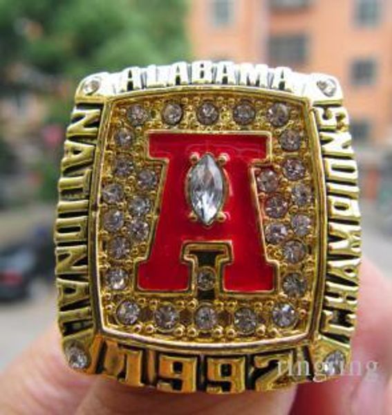 

high uu drop shipping 1992 alabama crimson tide sec football championship ring with wooden display box fan men gift wholesale, Silver