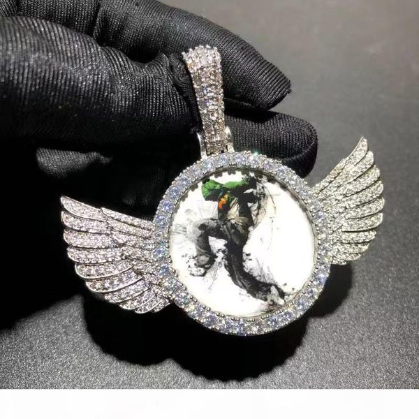 

custom picture pendant hip hop custom personality p pendant whole sale female jewelry picture pendant iced out wing engrave, Silver
