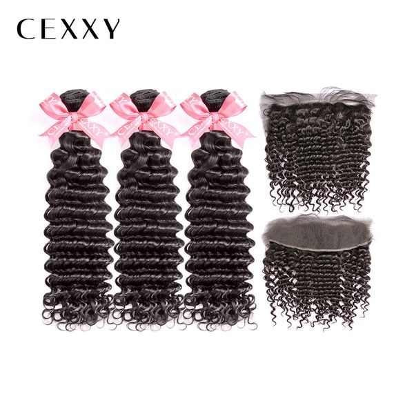 

OneCut Hair Deep Wave 8-32 Inch P Indian Remy Hair Natural Color Curly Bundles With Frontal Human Hair Weave Bundles