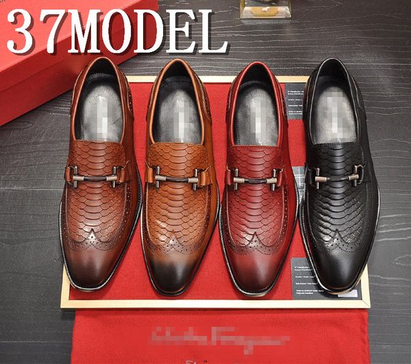 

20ss 2020 size 38-45 men's penny loafers genuine leather blue brown business dress shoes for men quality hand painted slip on male foot, Black