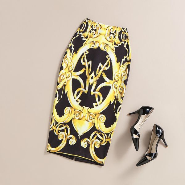 

womens skirt autumn fashion high waist bodycon pencil skirt faldas totem print saia midi tutu jupe femme skirts autumn, Black