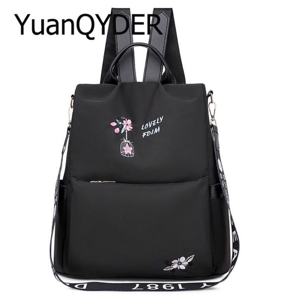 

embroidery fllower backpacks women anti-theft waterproof oxford school shoulder bags for teenager girls travel back pack mochila