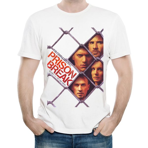 

prison break тенниска белого цвета мужская мода с коротким рукавом prison break t-мешок футболки топы тис тенниска повседневная футболка, White;black