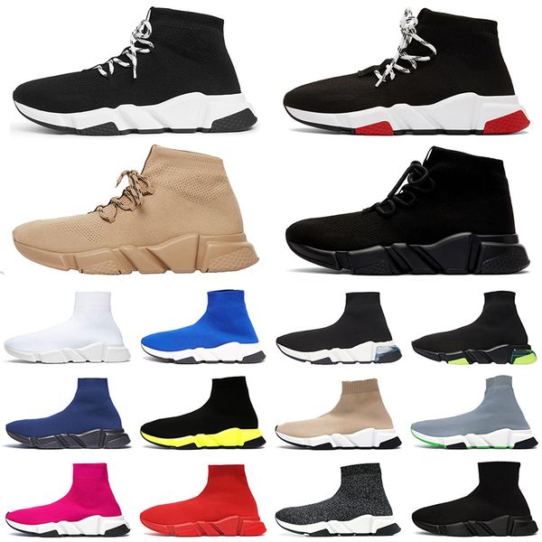 

sock shoes men women speed trainer high low sneakers triple black white beige red pink mens causal tennis shoe jogging walking