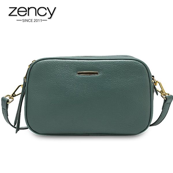

zency 100% genuine leather fashion women crossbody bag black grey shoulder bags small flap casual lady tote handbag