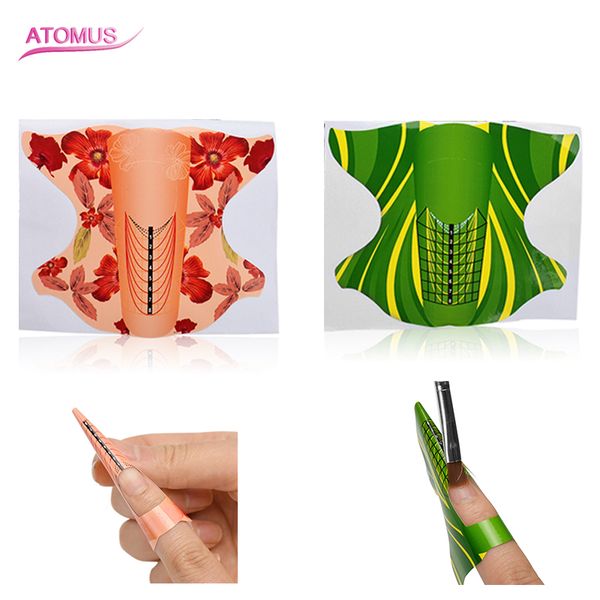 

100pcs nail art extension french acrylic uv gel tips builder form guide stencil manicure tools self-adhesive forms stickers