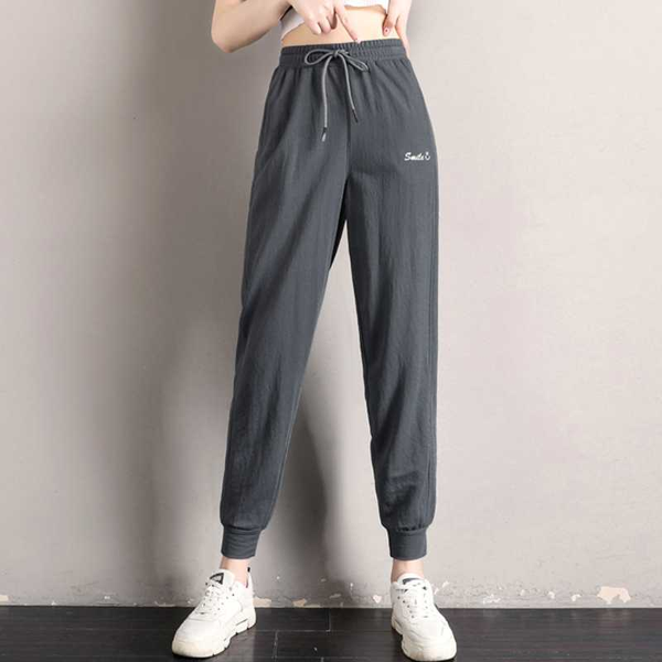 

running pants x drawstring sport joggers women gym fitness sweatpants ice fabric pockets jogging outwork sports casual, Black;blue