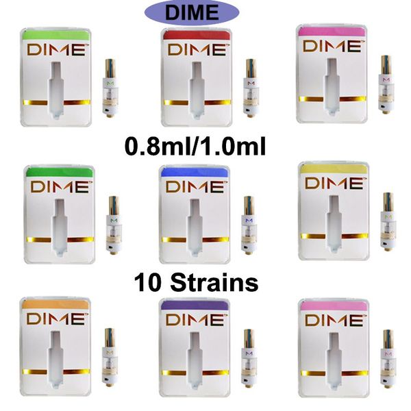 

DIME Экстракты Vape Pen Испаритель 1мл Пустой 510 Ceramic Тележки E Cigarette Vape картридж Упаковка 1 грамм густого масла атомайзер Tank