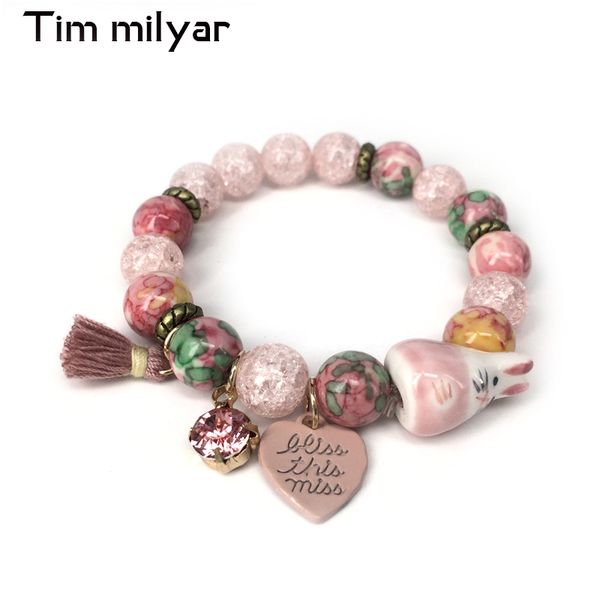 

chakra beaded bracelets for women luxury jewelry gift 2020 pink black green blue color heart cat tassel charm yoga jewelry