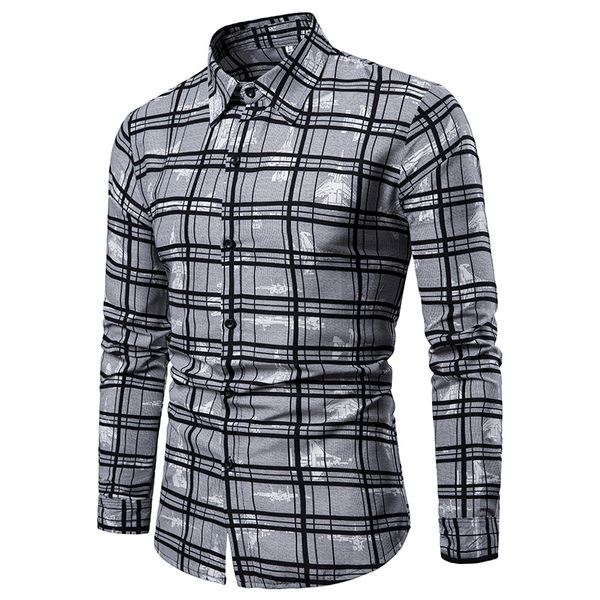 

plaid digital print long sleeve men's casual shirts turn down collar single breasted size -4xl ing, White;black