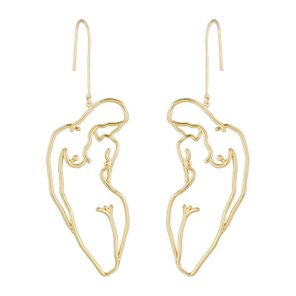

timlee e038 new personality classic design hollow human body face metal long earrings fashion accessories wholesale, Silver