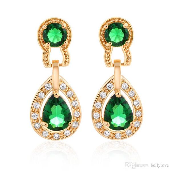 

ювелирные изделия ретро 18k желтого золото гальванической clear кристалл кластер камень teardrop серьга мода для женщин, Golden;silver