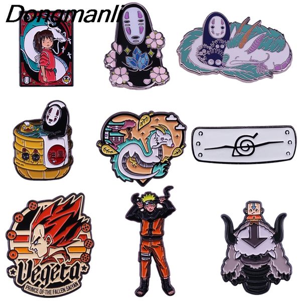 

bg080 naruto enamel pins and brooches for lapel pin backpack bags spirited away badge anime fans decor 1pcs, Gray
