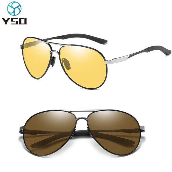 

yso men women pchromic sunglasses uv400 polarized yellow night vision lens sunglasses for driving night and day glasses a563, White;black