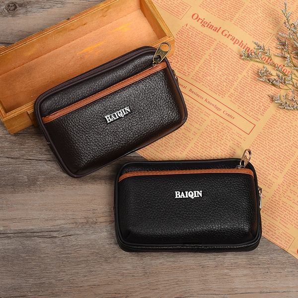 

men's mobile leather belt running business waterproof horizontal phone bag belt mobile phone bag multi-function coin purse