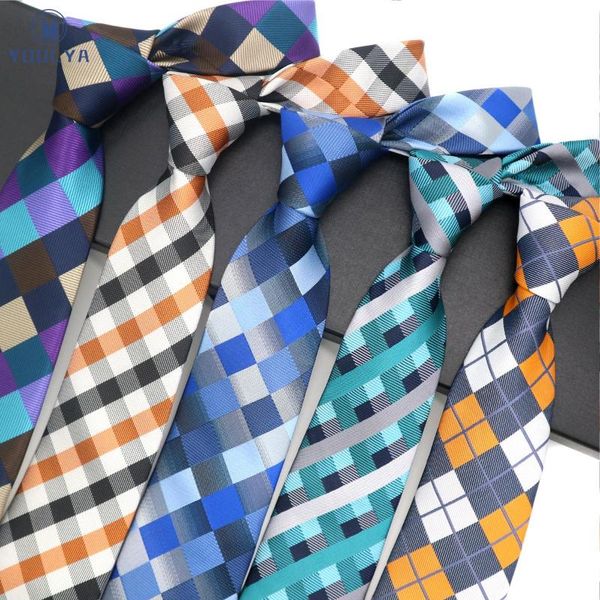 

men's tie 8cm plaid checks silk neckwear jacquard woven neck ties for man formal business wedding party necktie, Blue;purple
