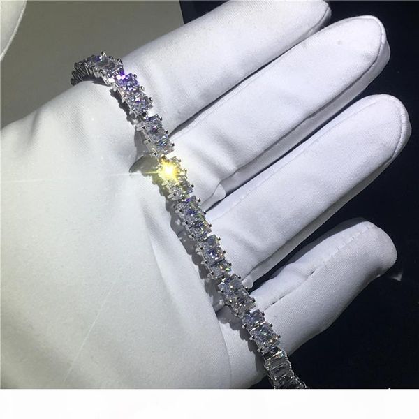 

tennis bracelet t shape 5a cubic zirconia white gold filled engagement bracelets for women wedding accessaries, Black