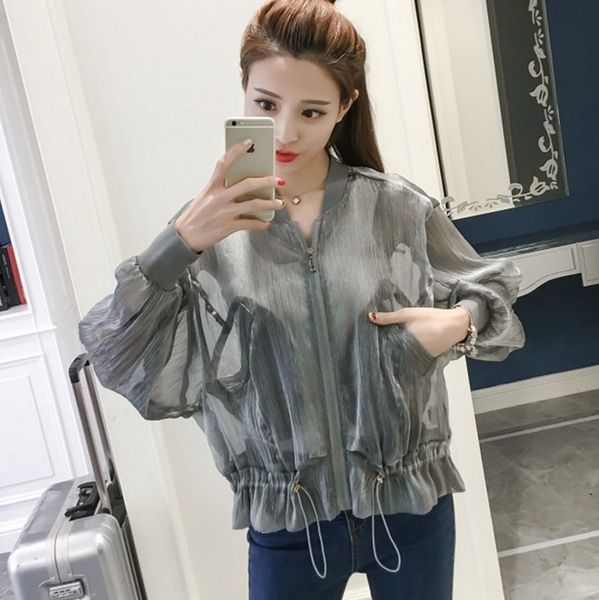 

gbmgc 2020 new korean style short coat clothes clothes sunscreen clothesdrawstring short coat sunscreen clothing women's thin baseball, Black;brown