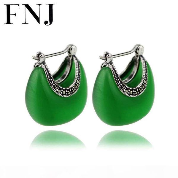 

925 silver earring white opal green stone s925 sterling silver boucle d'oreille water drop earrings for women jewelry