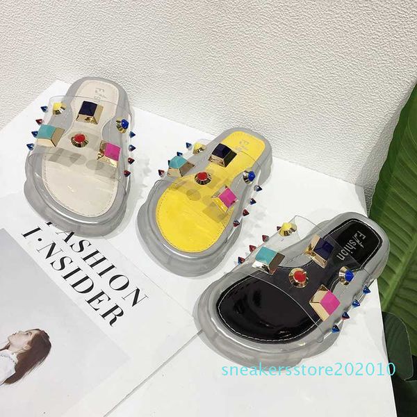 

2020 clear heels slippers women sandals summer shoes woman transparent wedding jelly buty damskie flat heels s10, Black