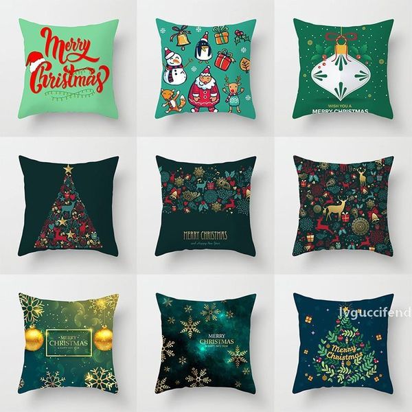 

christmas cushion cover 45x45cm print throw pillow case polyester sofa car cushion cover home decor pillowcase christmas decorations