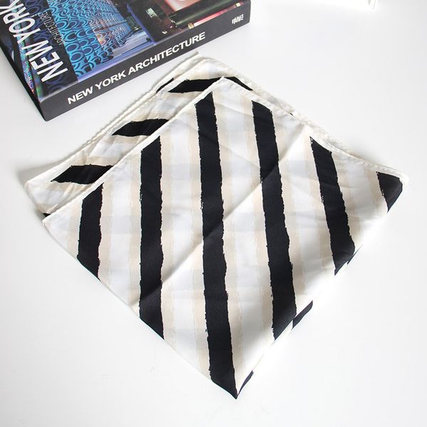 

scarf square scarf female soft breathable striped print small square wristband handkerchief portable small, Black