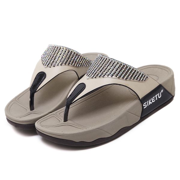 

summer beach shoes breathable sandals refreshing slippers crystal ladies ladies slippers fashion casual, Black