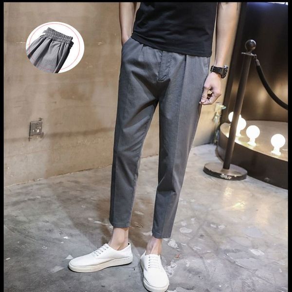

new summer autumn men harem pants lightweight ankle-length loose men's joggers pants casual elastic waist men trousers 4xl l90, Black