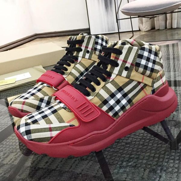 

drop ship mens boots vintage check cotton sneakers comfortable vintage design lightweight shoes high lace -up casual luxury men shoes, Black