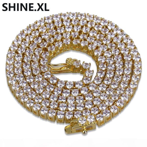 

2.5mm hip hop necklaces gold&silver micro pave cz stone necklace full iced out 18" 22" tennis link chain for men gift