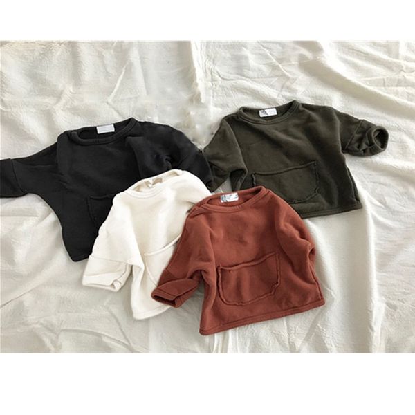 

jk korean style ins little boys girls sweatshirts designer pockets spring autumn fashions children bountique clothes sweatershirts, Black